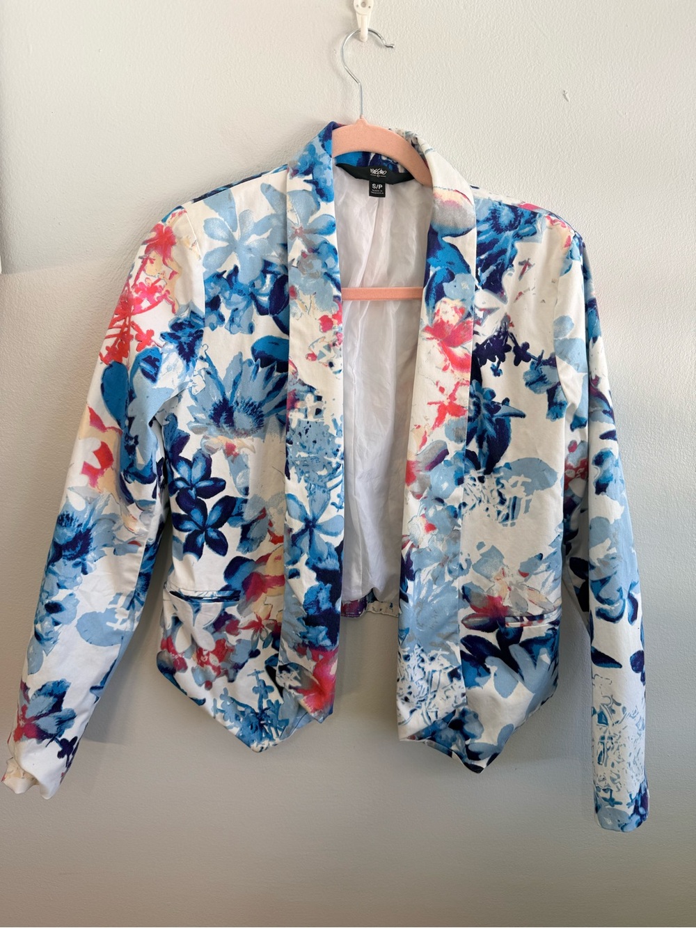 Mossimo Blue Watercolor Floral Open Front Blazer – Size S/P